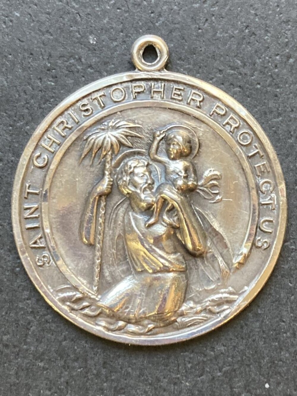 COPY Large vintage St. Christopher pendant medal in sterling silver